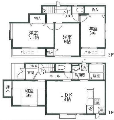 Floor plan. (A), Price 44,800,000 yen, 4LDK, Land area 132.16 sq m , Building area 94.81 sq m