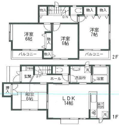 Floor plan. (C), Price 42,800,000 yen, 4LDK, Land area 130.44 sq m , Building area 94.8 sq m