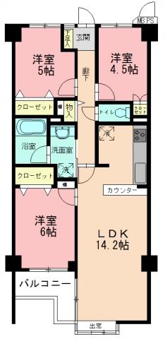 Floor plan. 3LDK, Price 24,900,000 yen, Occupied area 66.51 sq m , Balcony area 4.24 sq m