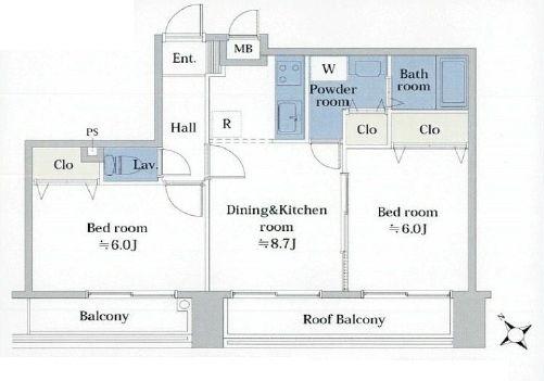Floor plan. 2DK, Price 25,800,000 yen, Occupied area 47.68 sq m