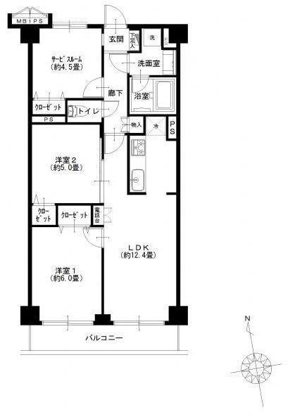 Floor plan. 2LDK+S, Price 28,900,000 yen, Footprint 60.5 sq m , Balcony area 6.05 sq m