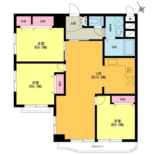 Floor plan. 3LDK, Price 25,800,000 yen, Footprint 81 sq m , Balcony area 5.5 sq m renovated Southwest Corner Room LDK19.5 Pledge