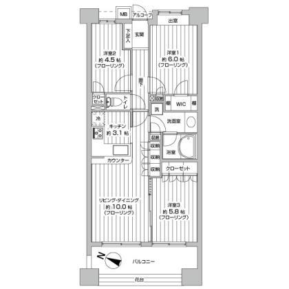 Floor plan. 3LDK, Price 24,950,000 yen, Occupied area 65.24 sq m , Balcony area 11.3 sq m