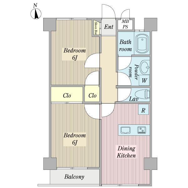 Floor plan. 2DK, Price 18,800,000 yen, Occupied area 46.17 sq m , Balcony area 2.43 sq m