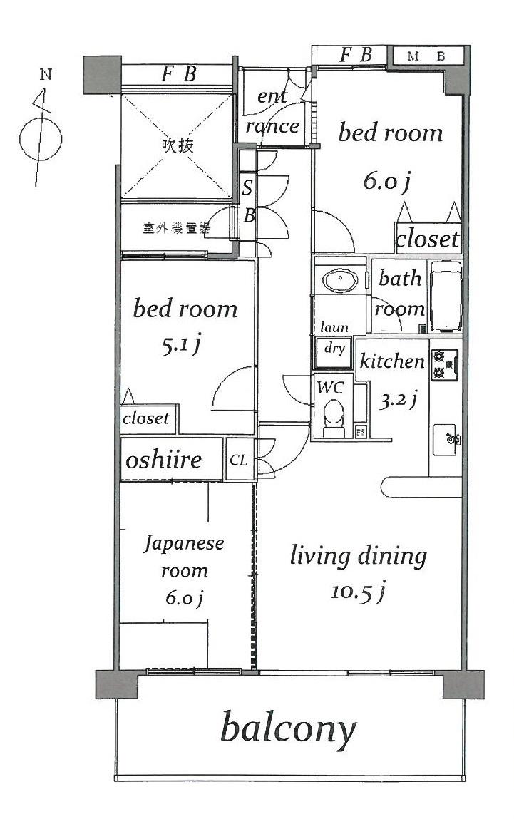 Floor plan. 3LDK, Price 24 million yen, Occupied area 67.04 sq m , Balcony area 13.4 sq m