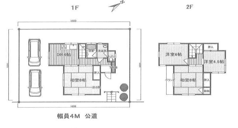 Floor plan. 26.5 million yen, 4DK, Land area 132.25 sq m , Building area 79.54 sq m parking space two Allowed. Per yang, Ventilation is good. 