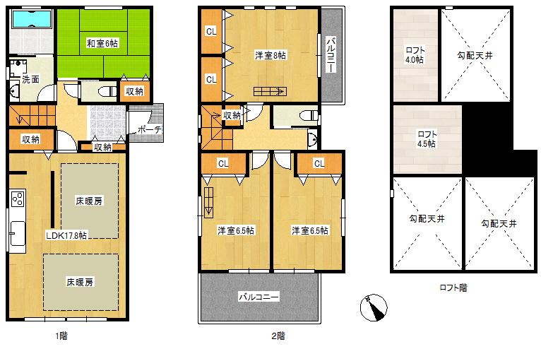 Floor plan. 42,800,000 yen, 4LDK, Land area 145.33 sq m , Floor plan of the building area 137.8 sq m west wing