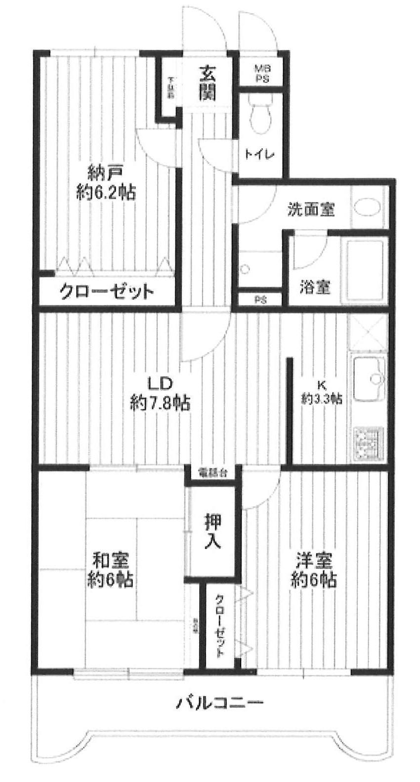 Floor plan. 2LDK + S (storeroom), Price 19.9 million yen, Footprint 66.5 sq m , Balcony area 8.19 sq m