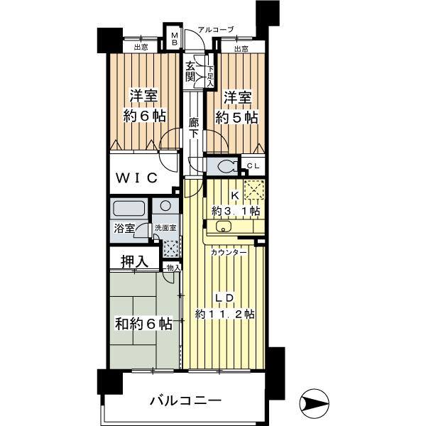 Floor plan. 3LDK, Price 29,900,000 yen, Occupied area 72.75 sq m , Balcony area 12.6 sq m