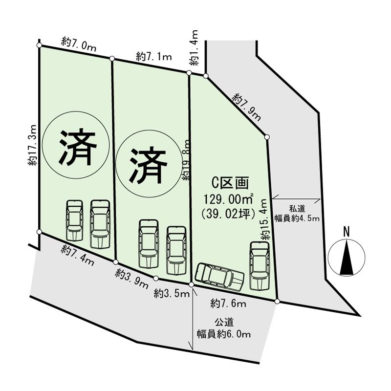 Compartment figure. Land price 32,800,000 yen, Land area 129 sq m compartment view