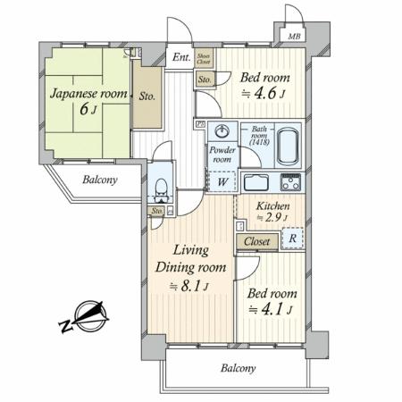 Floor plan. 3LDK, Price 23.8 million yen, Footprint 58.7 sq m , Balcony area 10.68 sq m floor plan 3LDK 2008 ・ Large-scale repair work already