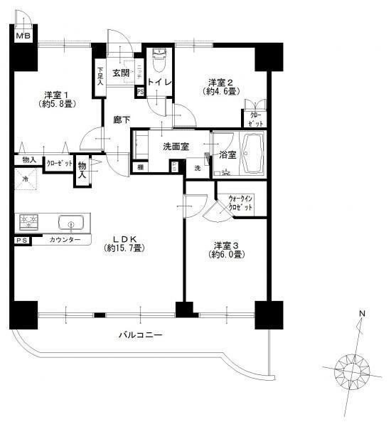 Floor plan. 3LDK, Price 25,900,000 yen, Occupied area 70.32 sq m , Balcony area 11.12 sq m