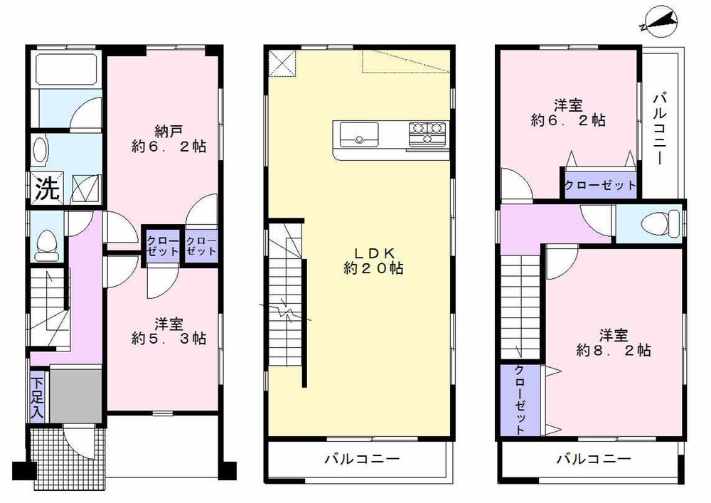 Floor plan. Price 49,800,000 yen, 3LDK+S, Land area 70.02 sq m , Building area 106.34 sq m