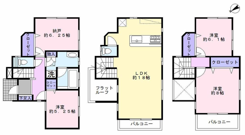 Floor plan. Price 50,800,000 yen, 3LDK+S, Land area 70.02 sq m , Building area 109.03 sq m