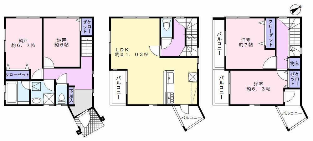 Floor plan. Price 49,800,000 yen, 2LDK+2S, Land area 72.82 sq m , Building area 115.53 sq m