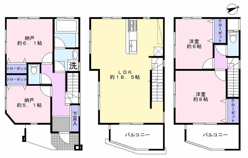 Floor plan. Price 47,800,000 yen, 2LDK+2S, Land area 70 sq m , Building area 105.67 sq m