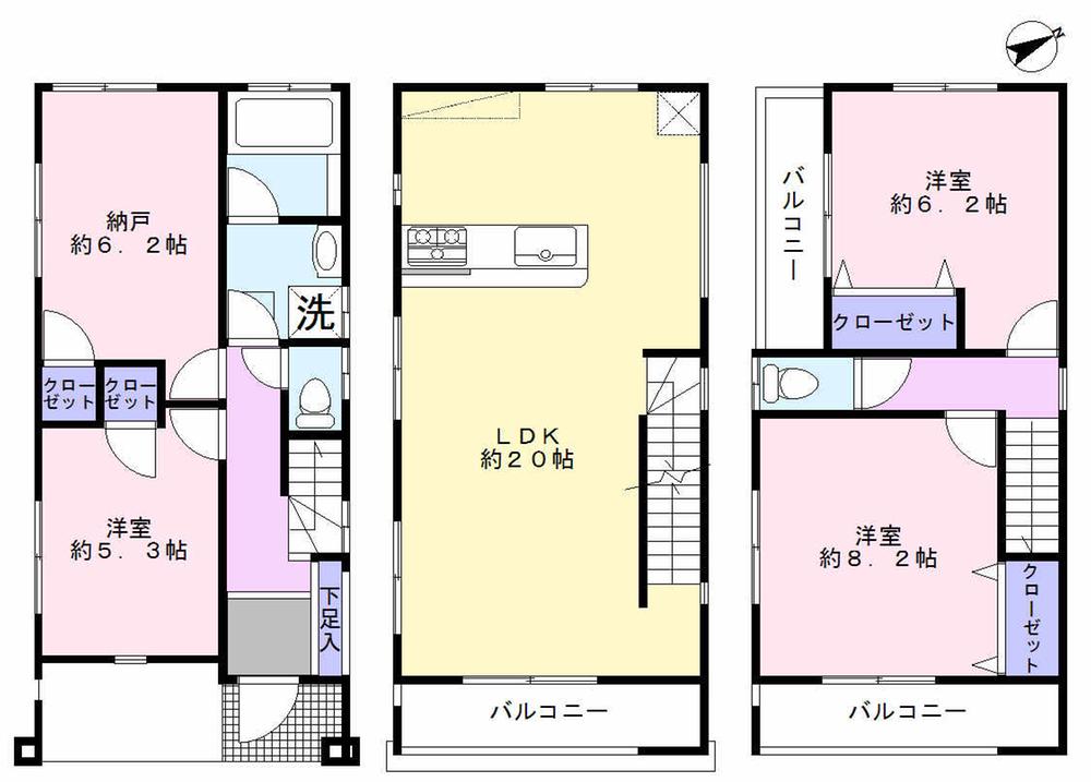 Floor plan. Price 50,800,000 yen, 3LDK+S, Land area 70.03 sq m , Building area 106.34 sq m