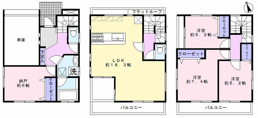 Floor plan. Price 48,800,000 yen, 3LDK+S, Land area 70.04 sq m , Building area 119.22 sq m
