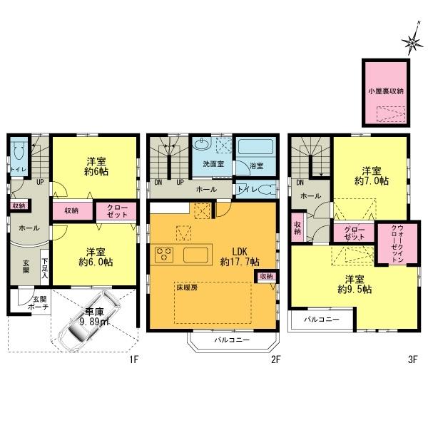 Floor plan. 63,500,000 yen, 4LDK, Land area 76.63 sq m , Building area 132.16 sq m