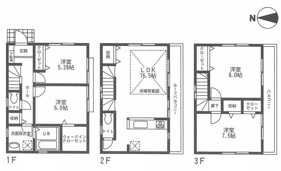 Floor plan. (Building 2), Price 51,800,000 yen, 4LDK, Land area 105.01 sq m , Building area 105.98 sq m