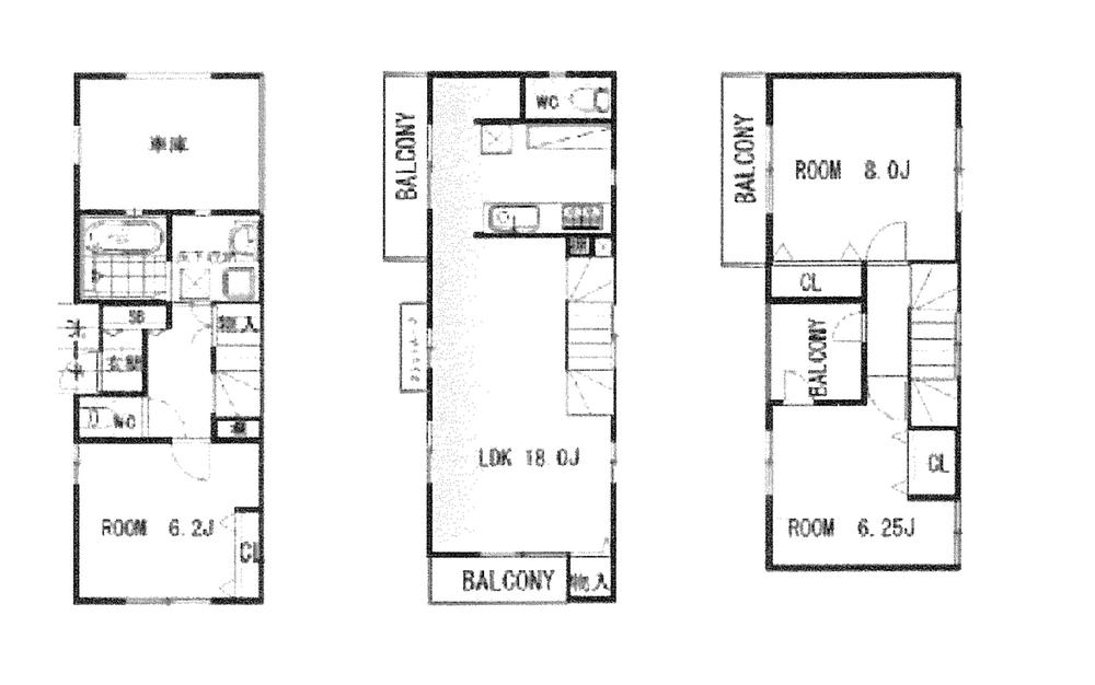 Floor plan. 48,500,000 yen, 3LDK, Land area 63.57 sq m , Building area 106.38 sq m
