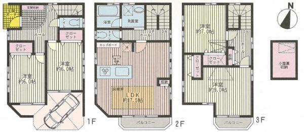 Floor plan. 64,500,000 yen, 4LDK, Land area 90.23 sq m , Building area 129.08 sq m