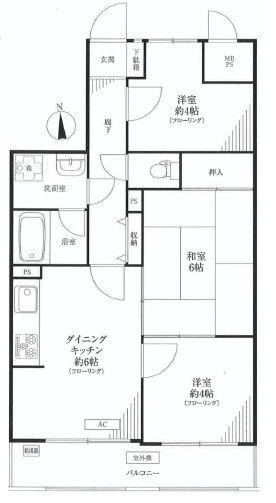 Floor plan. 3DK, Price 20.8 million yen, Occupied area 52.63 sq m , Balcony area 6.22 sq m