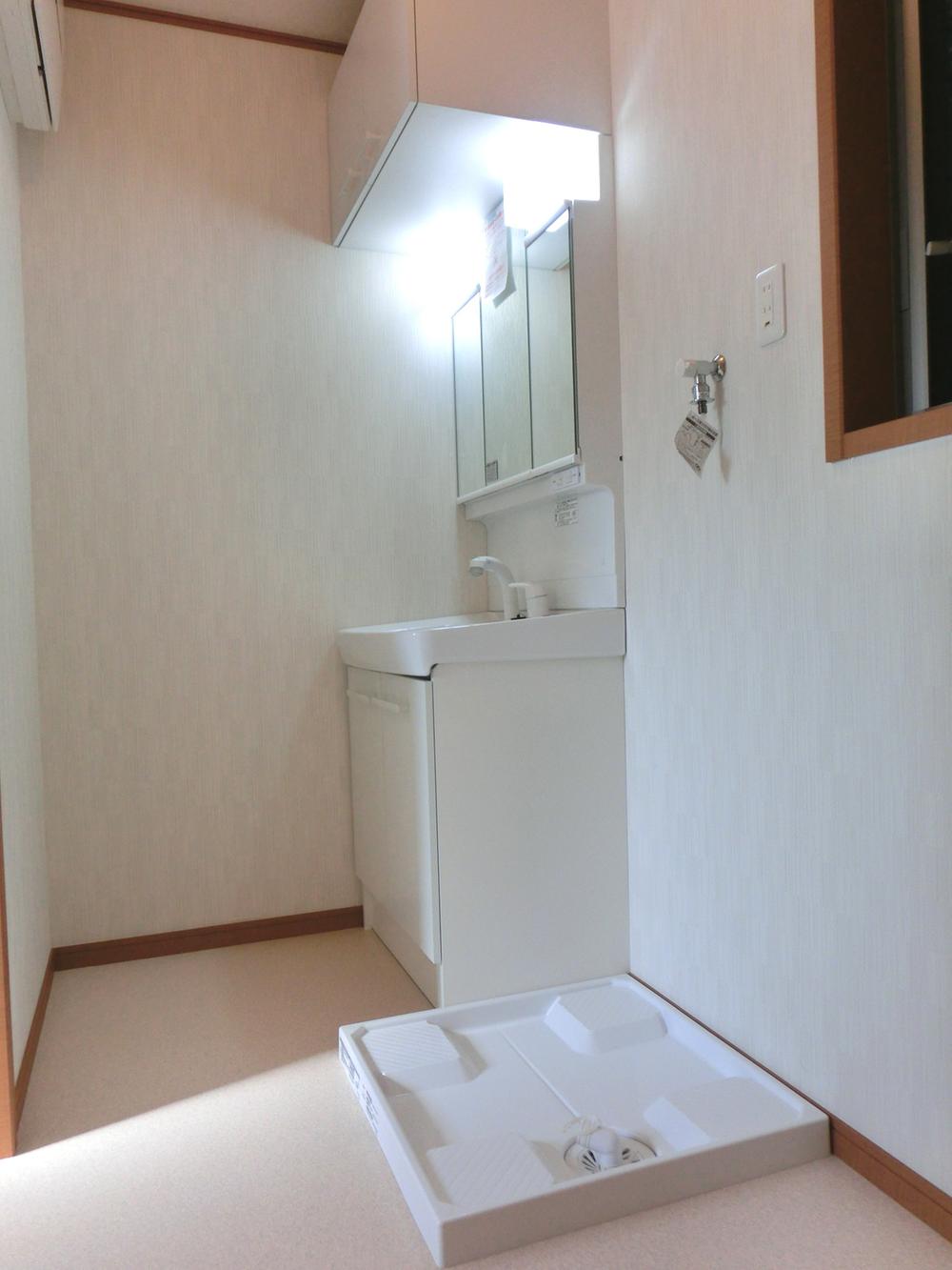 Wash basin, toilet. Spacious washroom!