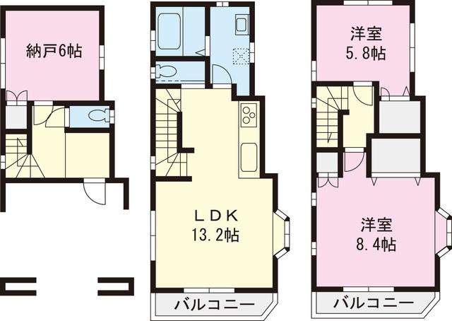 Floor plan. 43,800,000 yen, 2LDK+S, Land area 50.08 sq m , Building area 90.74 sq m