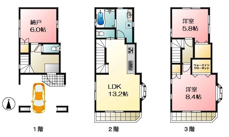 Floor plan. (B Building), Price 42,500,000 yen, 2LDK+S, Land area 50.08 sq m , Building area 101.18 sq m