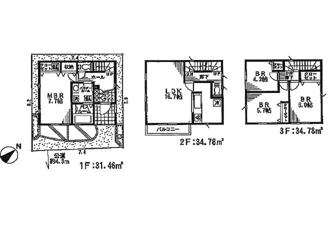 Floor plan. (Building 2), Price 36,800,000 yen, 4LDK, Land area 60.14 sq m , Building area 101.02 sq m