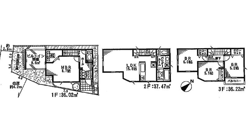 Floor plan. (4 Building), Price 38,800,000 yen, 4LDK, Land area 62.7 sq m , Building area 109.71 sq m
