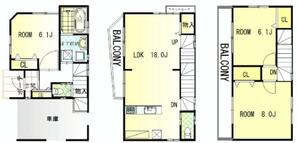 Floor plan. (1 Building), Price 51 million yen, 3LDK, Land area 63.58 sq m , Building area 105.88 sq m