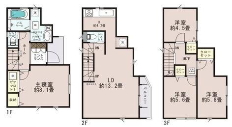Floor plan. (1 Building), Price 37,800,000 yen, 4LDK, Land area 71.39 sq m , Building area 101.02 sq m