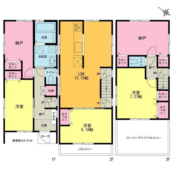 Floor plan. 49,300,000 yen, 5LDK, Land area 71.63 sq m , Building area 103.88 sq m roof balcony, 5LDK