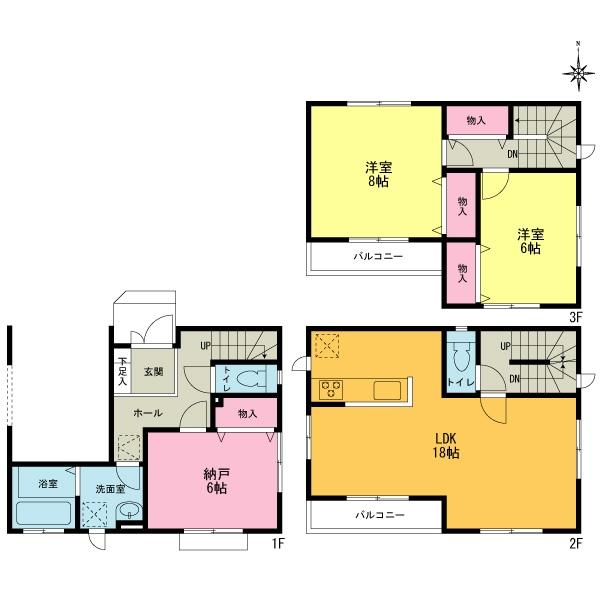 Floor plan. 50,800,000 yen, 3LDK, Land area 70.46 sq m , Building area 98.53 sq m