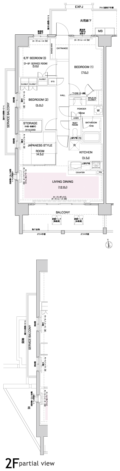 Floor: 3LDK + S (2F ~ 5F), 4LDK(6F ・ 7F), the occupied area: 81 sq m