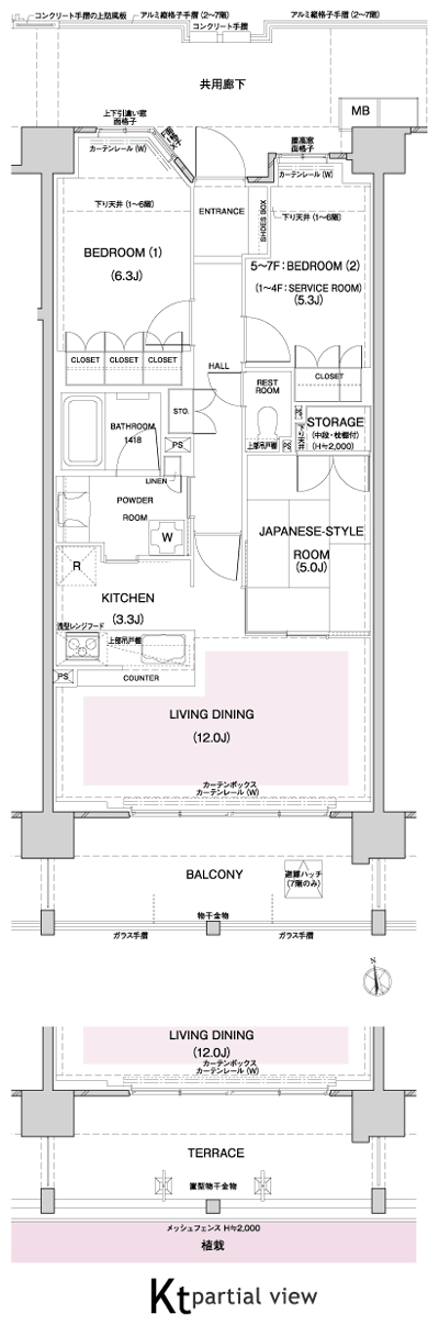 Floor: 2LDK + S, the occupied area: 72.27 sq m