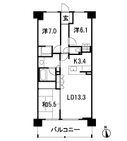 Floor: 3LDK, occupied area: 77.28 sq m