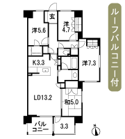 Floor: 4LDK + SUN, the occupied area: 95.09 sq m