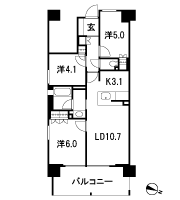 Floor: 2LDK + S (2F ・ 3F), 3LDK (4F~6F), the occupied area: 62.83 sq m