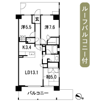 Floor: 3LDK, occupied area: 77.06 sq m