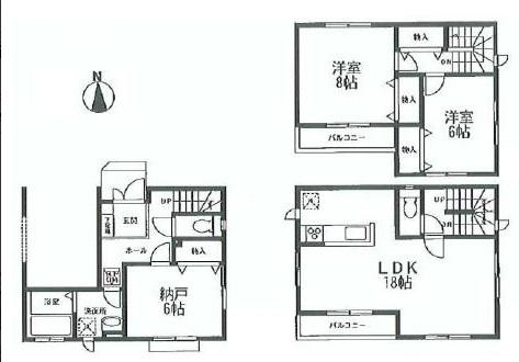 Floor plan. 50,800,000 yen, 2LDK+S, Land area 70.46 sq m , Building area 108.46 sq m