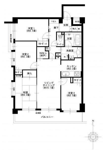 Floor plan. 4LDK + S (storeroom), Price 39,900,000 yen, Footprint 83.3 sq m , Balcony area 11.03 sq m Floor 4LDK + S is a family type of apartment.