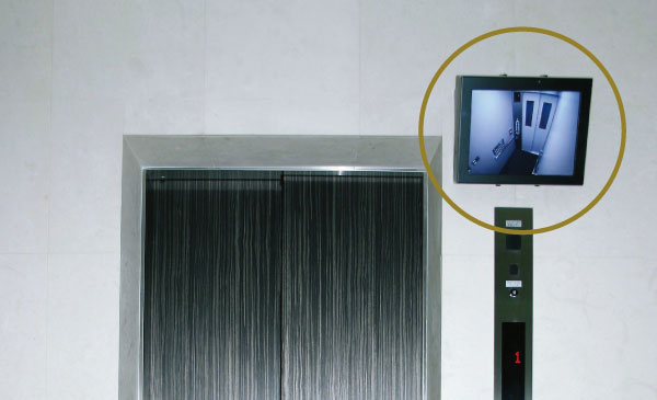 Security.  [Security Monitor ・ Security Window] Provide a monitor that it can be seen in the car is on the first floor elevator hall, The elevator door has established a security window. (Security Monitor Installation example ・ Same specifications)