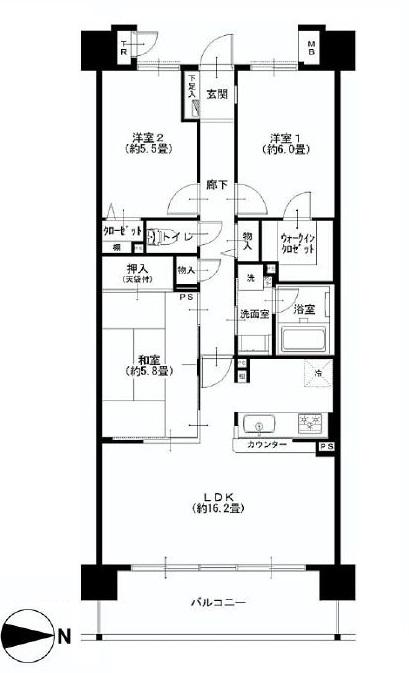 Floor plan. 3LDK + S (storeroom), Price 47,900,000 yen, Occupied area 76.64 sq m , Balcony area 11.4 sq m