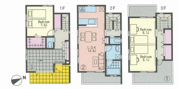 Floor plan. 50,800,000 yen, 3LDK, Land area 107.27 sq m , Building area 109.5 sq m