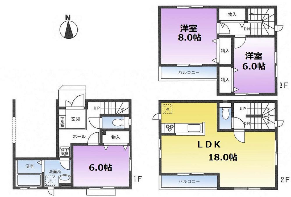 Floor plan. 50,800,000 yen, 2LDK + S (storeroom), Land area 70.46 sq m , Building area 98.53 sq m