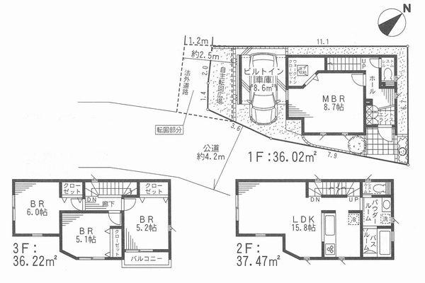 Floor plan. (4 Building), Price 38,800,000 yen, 4LDK, Land area 62.7 sq m , Building area 109.71 sq m
