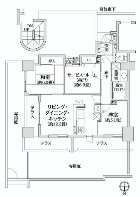 Floor plan. 2LDK + S (storeroom), Price 29,800,000 yen, Occupied area 67.26 sq m , Balcony area 18.91 sq m private garden ・ Terrace, For the first floor, Footsteps is okay not be concerned about.